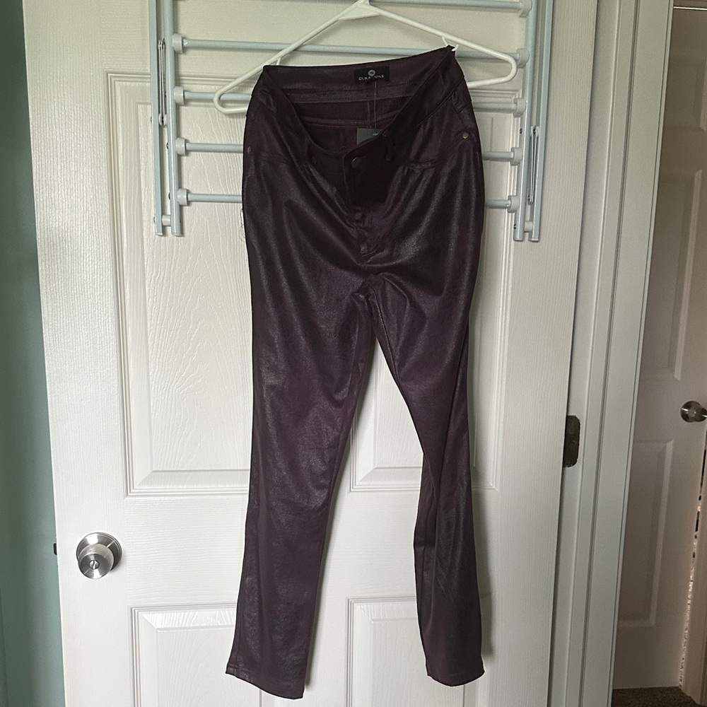 Purple Faux Leather Pants